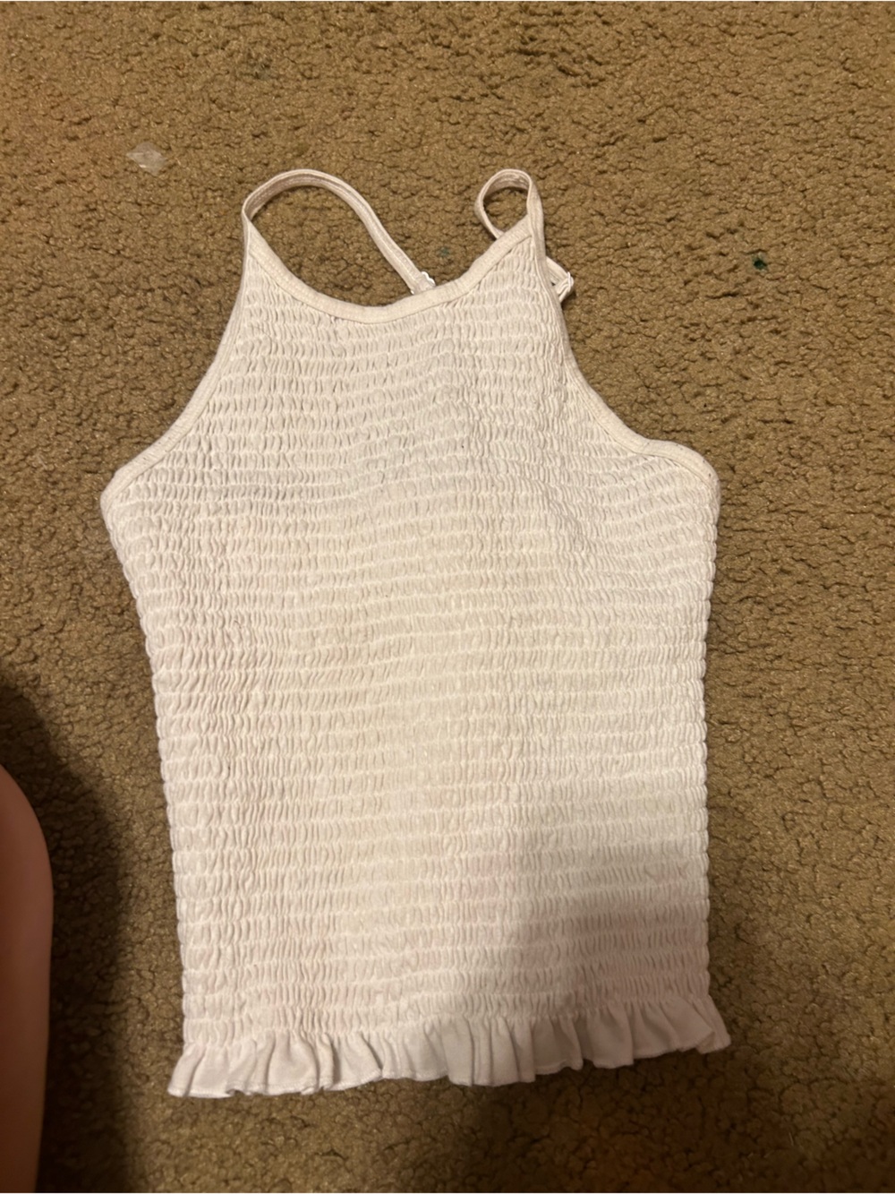 White Ruffled-Hem One-Piece Tank